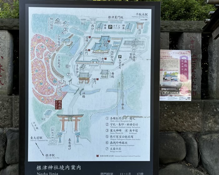 文京区　東京十社　根津神社　案内板