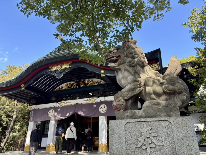 北区　王子神社　子育て狛犬