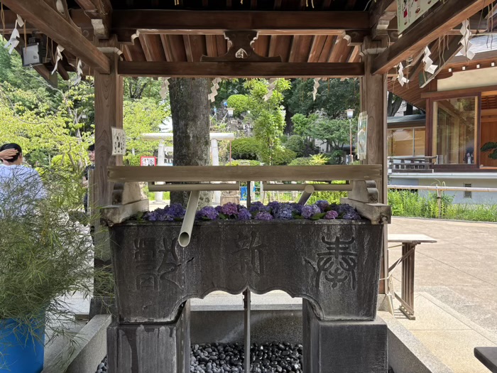 渋谷　鳩森八幡神社　花手水
