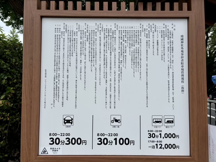 千代田区　九段下　靖國神社　駐車場