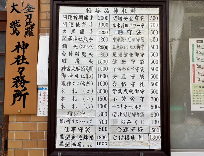 横浜　金刀比羅大鷲神社　授与品