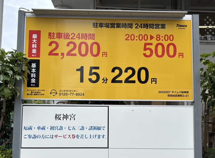 桜新町 桜神宮 駐車場