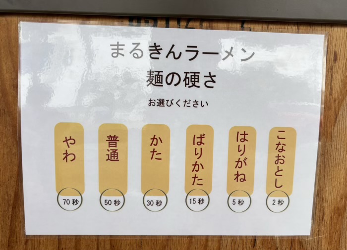 都筑区　まるきんラーメン横浜港北店　メニュー