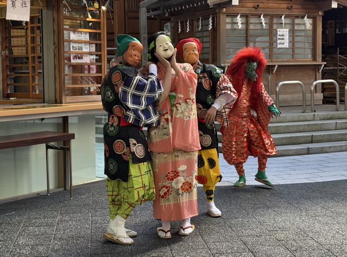虎ノ門金刀比羅宮　例大祭　おかめひょっとこ民謡行列
