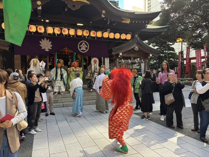 虎ノ門金刀比羅宮　例大祭　おかめひょっとこ民謡行列