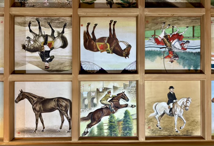 浅草　矢先稲荷神社　社殿　天井絵　オリンピック大会に出場優勝の図