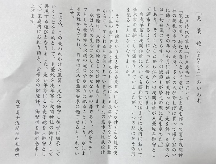 浅草富士浅間神社　植木市　麦藁蛇