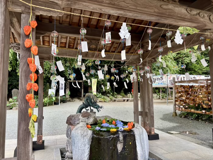 秦野 出雲大社相模分祠 ほおずき市(夏詣) 花手水